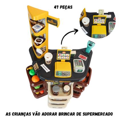 Imagem de Mercadinho Infantil Carrinho Brinquedo Com Luz Som 47 Peças