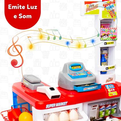 Imagem de Mercadinho Infantil Com Caixa Registradora e Carrinho 48 Peças