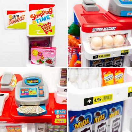 Imagem de Mercadinho Infantil Com Caixa Registradora e Carrinho 48 Peças