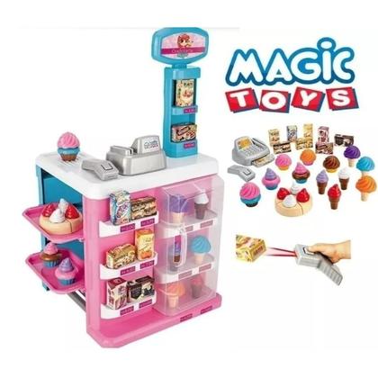 Imagem de Mercado Confeitaria Mágica Caixa Registradora Infantil Rosa com Acessórios Com Luz e Som Magic Toys