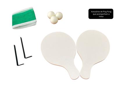 Imagem de Mesa 3 em 1 Sinuca/Bilhar com Tampo Jantar e Ping Pong + Kit