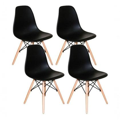 Imagem de Mesa 90cm Com 4 Cadeiras Eames Eiffel Pés De Madeira Preta