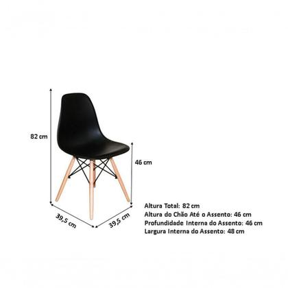 Imagem de Mesa 90cm Com 4 Cadeiras Eames Eiffel Pés De Madeira Preta