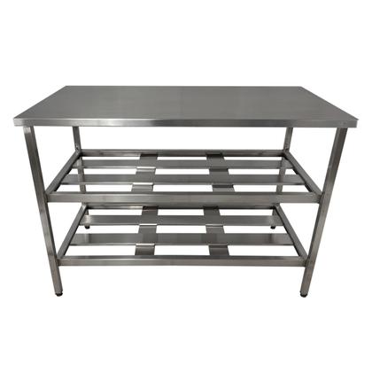 Imagem de Mesa Aço Inox Profissional 110x70x90cm com 2 Prateleiras Fenestradas Nortinox