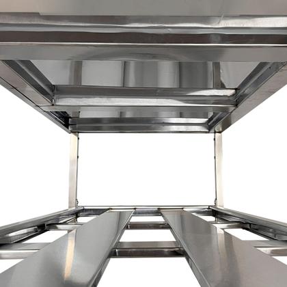 Imagem de Mesa Aço Inox Profissional 190x60x90 cm com 2 Prateleiras Fenestradas com Espelho Nortinox