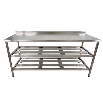 Imagem de Mesa Aço Inox Profissional 190x60x90 cm com 2 Prateleiras Fenestradas com Espelho Nortinox