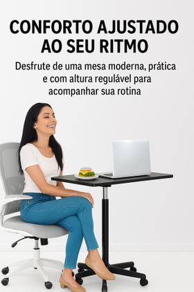 Imagem de Mesa Ajustável para Home Office com Rodas Ideal para Notebook Estudo Trabalho em Casa Base Reforçada
