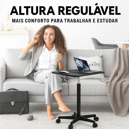 Imagem de Mesa Ajustável para Home Office com Rodas Ideal para Notebook Estudo Trabalho em Casa Base Reforçada