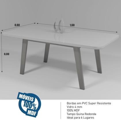 Imagem de Mesa Alba 160x80 MDF/Vidro Bom Pastor