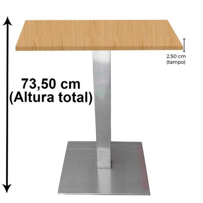 Imagem de Mesa Alpha Inox 73,50 cm (Alt) Base Quadrada Tampo MDP Quadrado 70 cm (Larg) x 2,50 cm (Alt) Samba