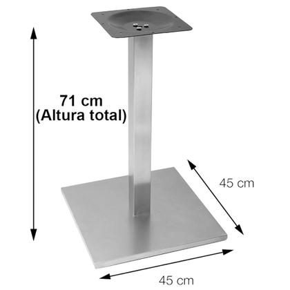 Imagem de Mesa Alpha Inox 73,50 cm (Alt) Base Quadrada Tampo MDP Quadrado 80 cm (Larg) x 2,50 cm (Alt) Walnut