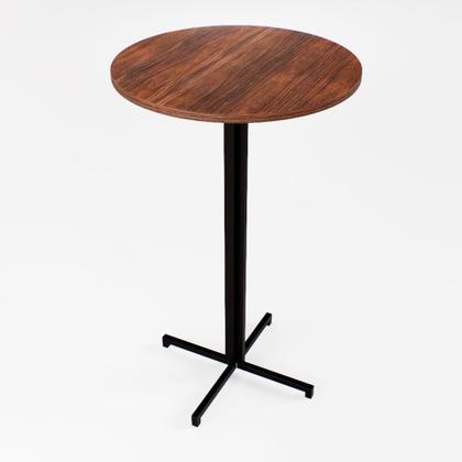 Imagem de Mesa Alta Bar Bistrô Redonda 100x60cm Preta Tampo Imbuia Industrial
