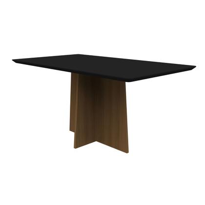 Imagem de Mesa Anitta 160 6 cadeiras Ana Imbuia/Preto Vl. Linho