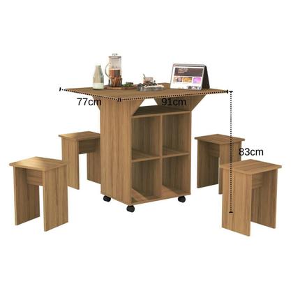 Imagem de Mesa Aparador Multifuncional Dobrável Com Bancos Annie