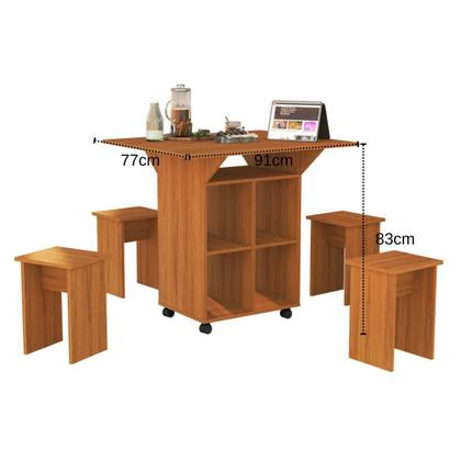 Imagem de Mesa Aparador Multifuncional Dobrável Com Bancos Annie