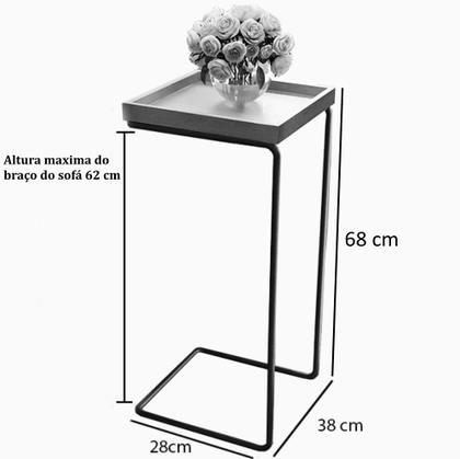 Imagem de Mesa Apoio Lateral Espelhada para Sofá Pé Preto LarFlex