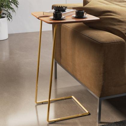 Imagem de Mesa Apoio Lateral para Sofá Atenas Pé Dourado LarFlex