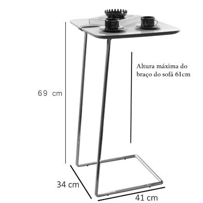 Imagem de Mesa Apoio Lateral para Sofá Atenas Pé Preto