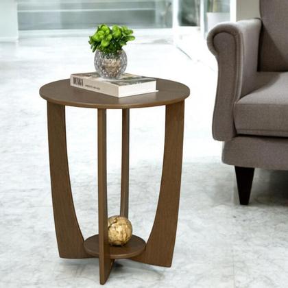 Imagem de Mesa Apoio Lateral Sala Estar Decorativa Redonda Sofá Canto