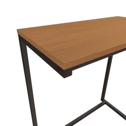 Imagem de Mesa Apoio Lateral Sofá Vintage Aço e Madeira