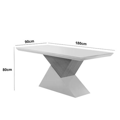 Imagem de Mesa Aster 180cm Com Tampo Em MDF e Vidro Canto Copo