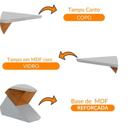Imagem de Mesa Aster 180cm Com Tampo Em MDF e Vidro Canto Copo