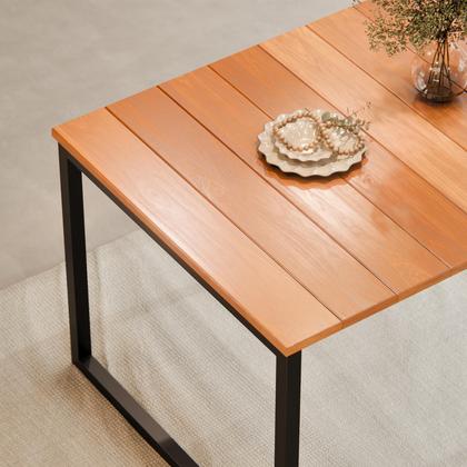 Imagem de Mesa Austria 120x85 Retangular Em Madeira De Eucalipto Com Pés de Ferro