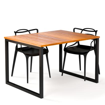 Imagem de Mesa Austria 120x85 Retangular Em Madeira De Eucalipto Com Pés de Ferro