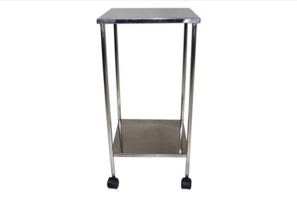 Imagem de Mesa Auxiliar 40x40x80cm em Aço Inox C/ Rodízios  - Portal Hospitalar