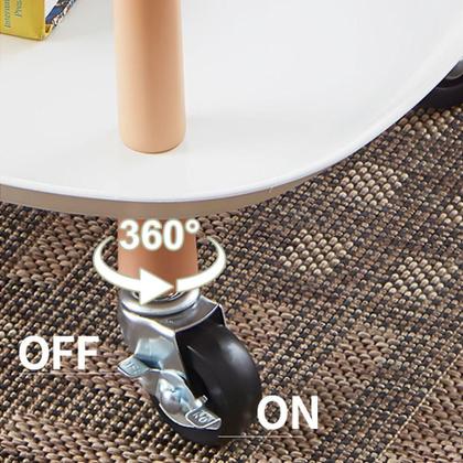 Imagem de Mesa Auxiliar Lateral de Madeira com 2 Prateleiras  Carrinho Organizador Multiuso para Sala, Escritório e Churrasqueira