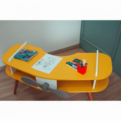 Imagem de Mesa Avião Amarelo Com Hélice E Pés Palito Design Criativo Mesa Desenho Quarto Menina Menino Infantil Mobília Decor