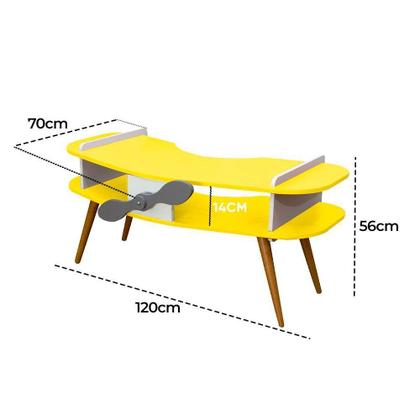 Imagem de Mesa Avião Amarelo Com Hélice E Pés Palito Design Criativo Mesa Desenho Quarto Menina Menino Infantil Mobília Decor