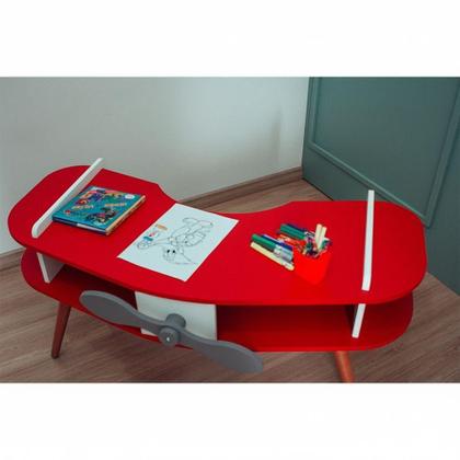 Imagem de Mesa Avião Vermelho Com Hélice E Pés Palito Design Criativo Mesa Desenho Quarto Menina Menino Infantil Mobília Decor