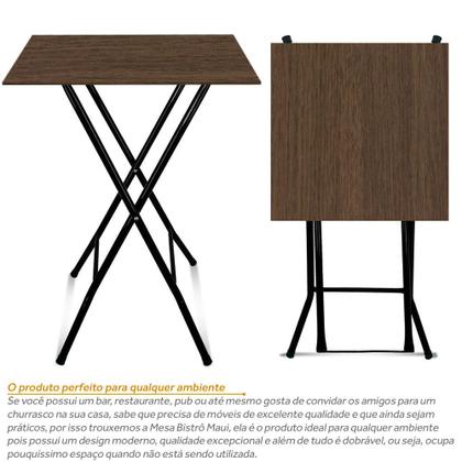 Imagem de Mesa Bistrô Alta Dobrável Maui para Cozinha Bar com Tampo MDF - Preto e Villandry