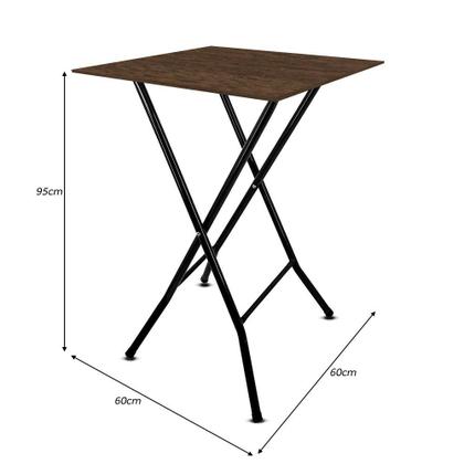 Imagem de Mesa Bistrô Alta Dobrável Maui para Cozinha Bar com Tampo MDF - Preto e Villandry