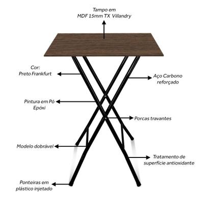 Imagem de Mesa Bistrô Alta Dobrável Maui para Cozinha Bar com Tampo MDF - Preto e Villandry