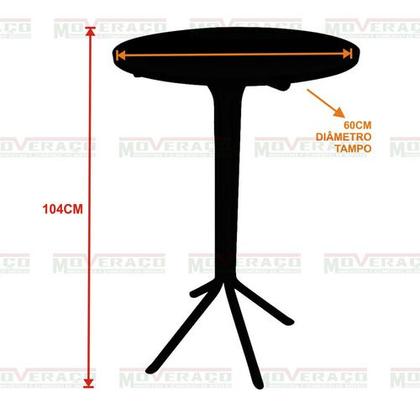Imagem de Mesa Bistrô Alta Preta Com Tampo 60cm Redondo Mdf