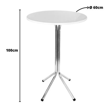 Imagem de Mesa Bistrô Alto Cromado com Tampo Redondo Branco