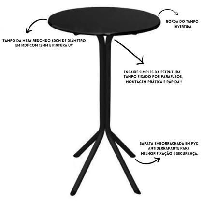 Imagem de Mesa Bistrô Alto Preto com Tampo Redondo Preto