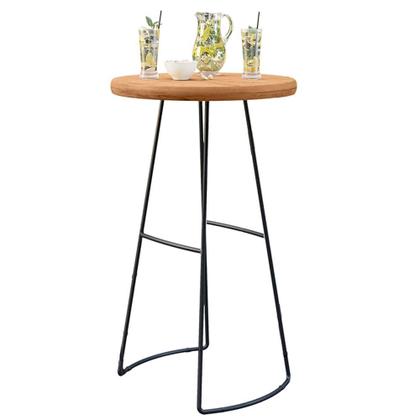 Imagem de Mesa Bistrô Bar Alta Estrutura Em Aço Ravi D01 Peroba Rosa - Lyam Decor