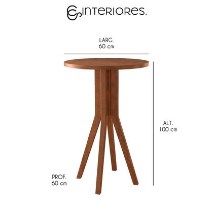 Imagem de Mesa Bistrô Bar Alta Redonda 60x100Cm Madri Madeira Castanho CCS