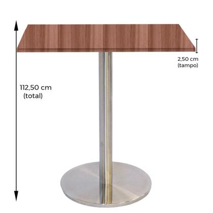 Imagem de Mesa Bistrô Beta 112,50 cm (Alt) Disco Redondo Tampo MDP Quadrado 70 cm (Larg) x 2,50 cm (Alt) Walnut