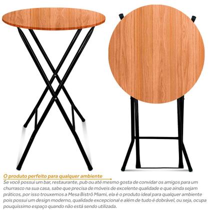 Imagem de Mesa Bistrô Dobrável Miami Em Aço Tampo Redondo Para Bar Cozinha preto/jade
