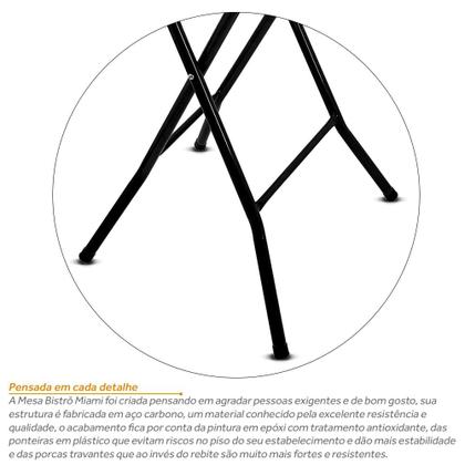 Imagem de Mesa Bistrô Dobrável Miami Em Aço Tampo Redondo Para Bar Cozinha preto/jade