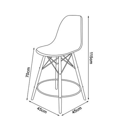 Imagem de Mesa Bistrô Eames Eiffel Vidro com 2 Banquetas Amarelas de Madeira