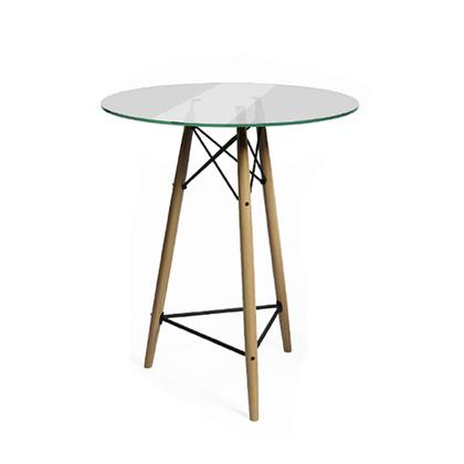 Imagem de Mesa Bistrô Eames Eiffel Vidro com 2 Banquetas Amarelas de Madeira