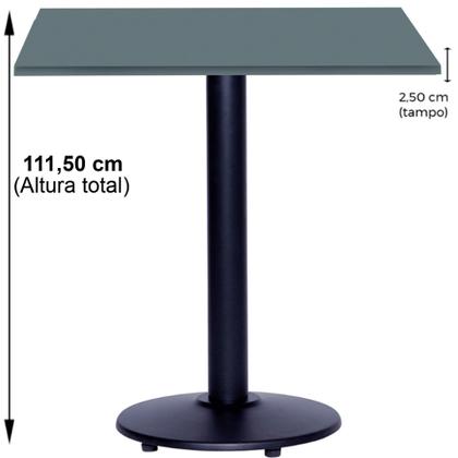 Imagem de Mesa Bistrô Ferro Preto 111,50 cm (Alt) Disco Redondo Tampo MDP Quadrado 70 cm (Larg) x 2,50 cm (Alt) Grafito
