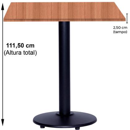 Imagem de Mesa Bistrô Ferro Preto 111,50 cm (Alt) Disco Redondo Tampo MDP Quadrado 70 cm (Larg) x 2,50 cm (Alt) Noce Nat