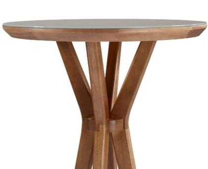 Imagem de Mesa Bistro Recife Estrutura Madeira Tampo Vidro Off White Base Mel 106cm - 56634