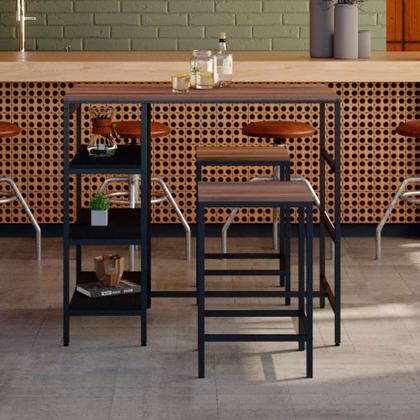 Mesa Bistrô Wooden Nogal e Preta - Mobly Imagem de Mesa Bistrô Wooden Nogal e Preta